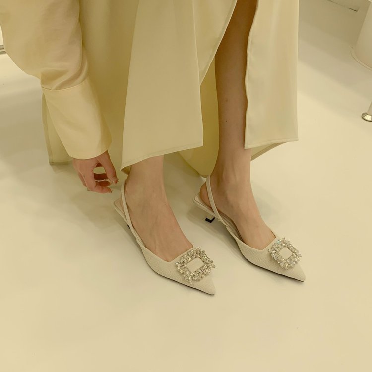 Escarpins Slingback Berg-Feldt pour femme, avec bout pointu et boucle en strass