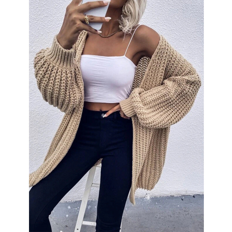 Cardigan épais en maille pour femme avec manches volumineuses et ouverture devant Berg-Feldt