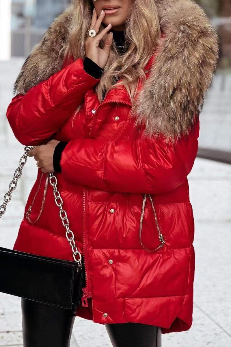 Veste d'hiver Berg-Feldt pour femme avec capuche en fausse fourrure