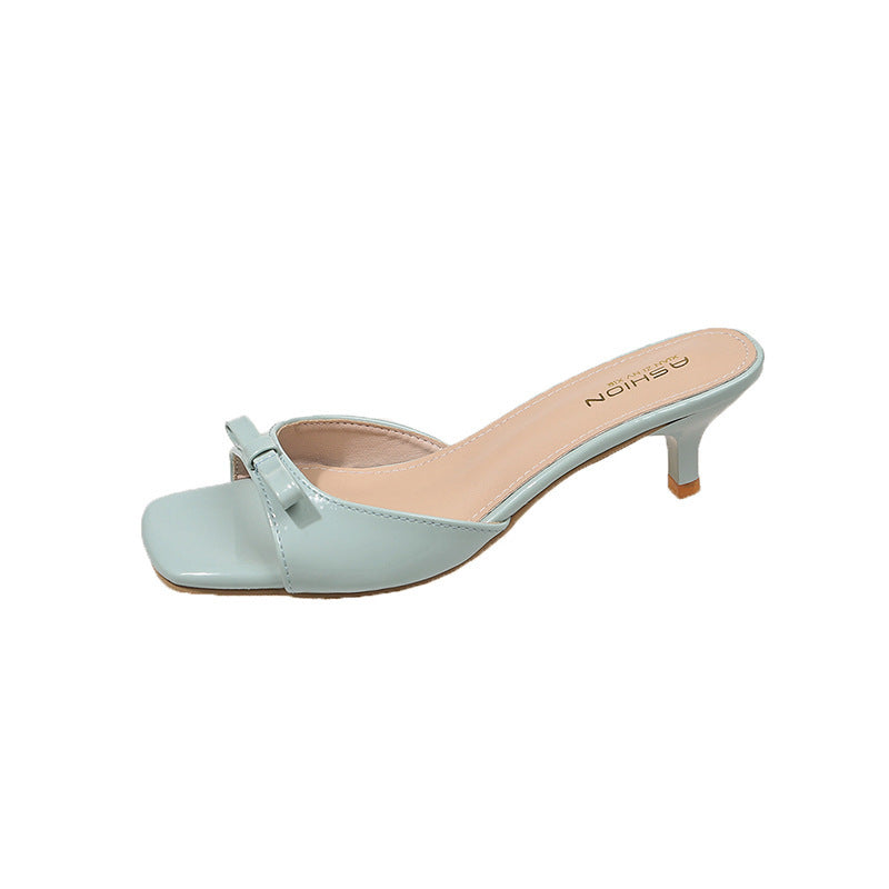Mules à talons élégantes pour femme à bout ouvert et nœud de berg-feldt