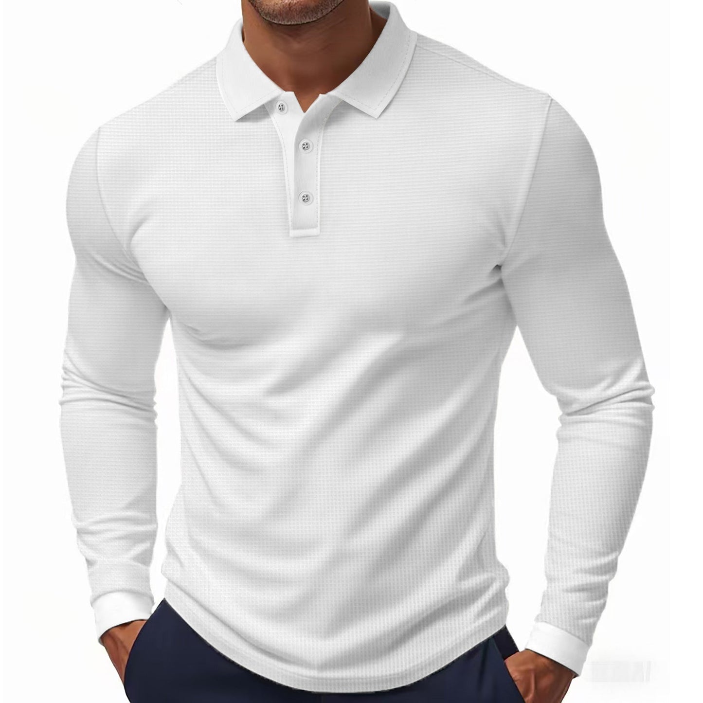 Herren Langarm-Polohemd im strukturierten Design mit modernem Schnitt Berg-Feldt