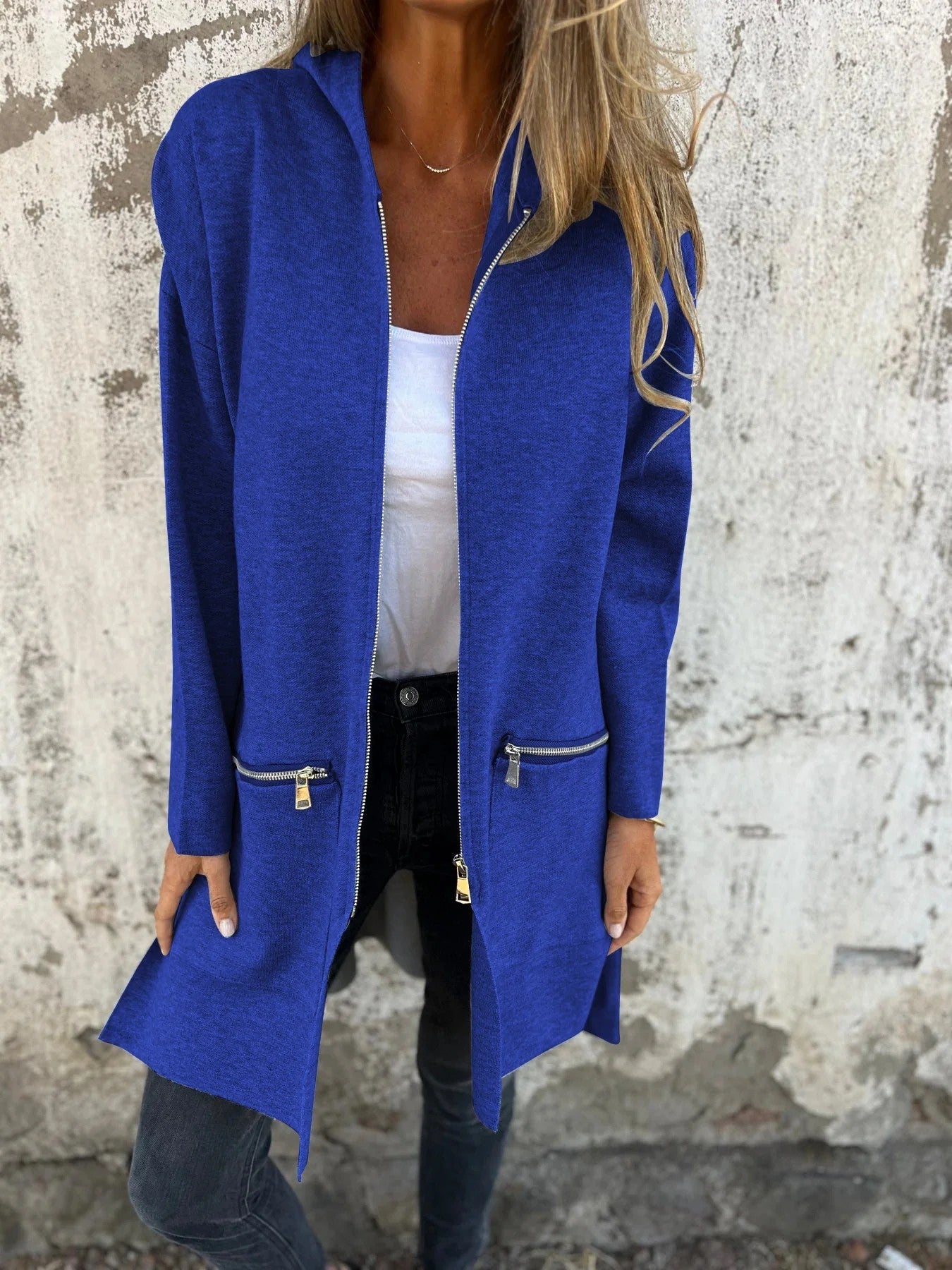 Sportliche Damen-Langjacke mit Reißverschlusstaschen von Berg-Feldt