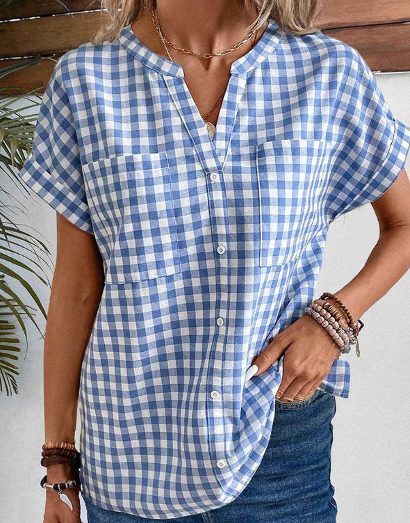 Chemise en lin à manches courtes pour femme avec poches poitrine Berg-Feldt