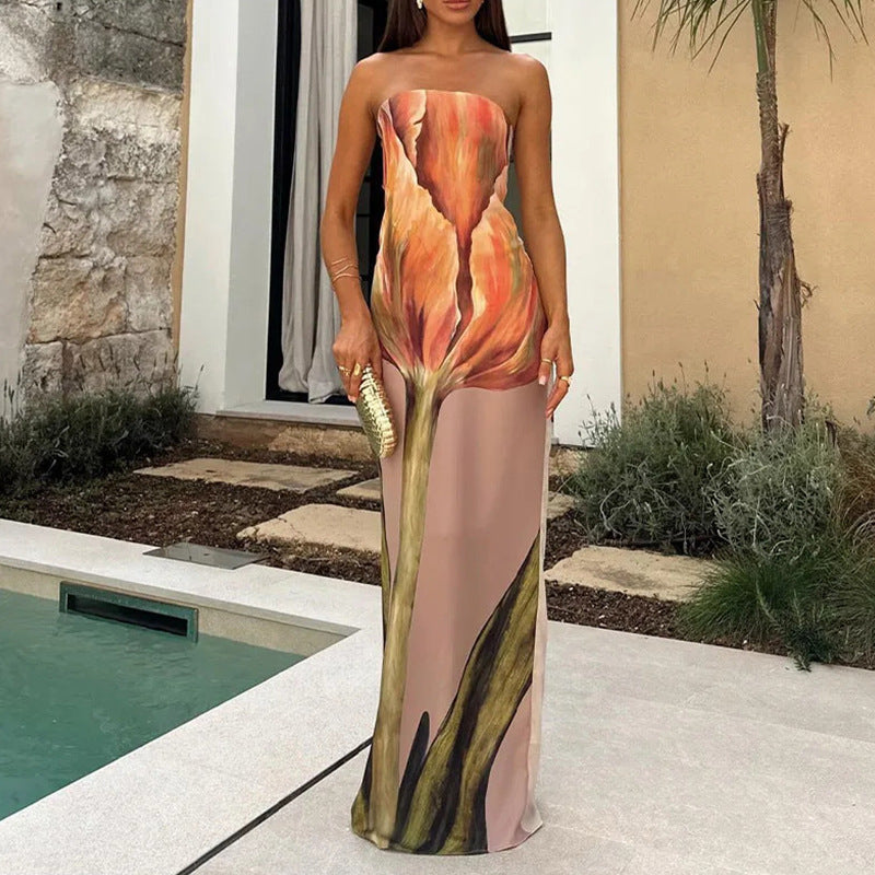 Élégante robe longue pour femme à motifs floraux artistiques de berg-feldt