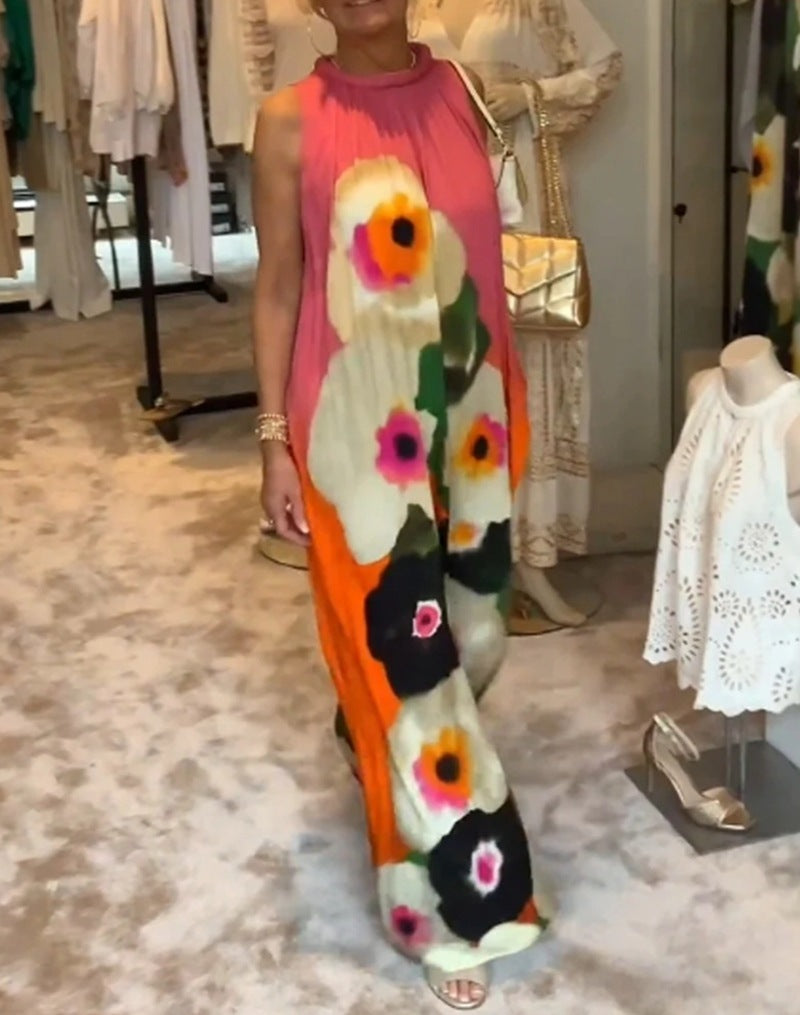 Langes Maxikleid für Damen mit farbenfrohem Blumenmuster und fließendem Fall von berg-feldt