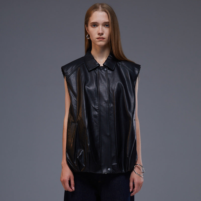 Gilet en cuir moderne pour femme avec boutons-pression pratiques de berg-feldt