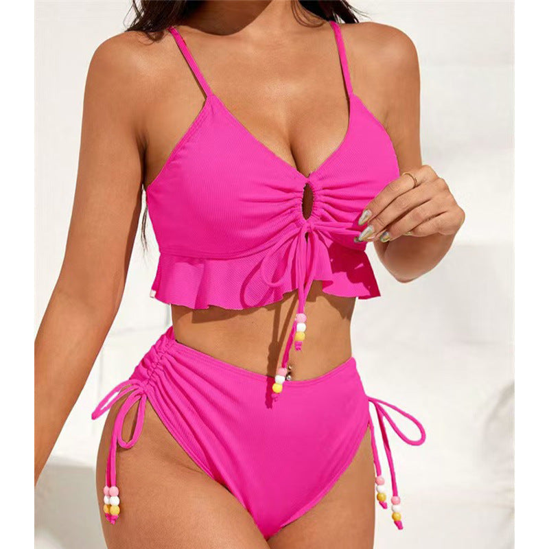 Ensemble de bikini taille haute à volants et bretelles réglables pour femme berg-feldt