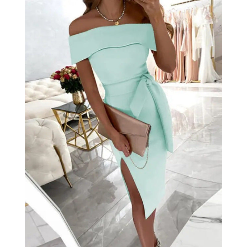 Robe midi élégante pour femme avec ceinture et col bateau de berg-feldt