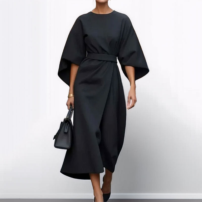 Robe longue Berg-Feldt pour femme avec manches spectaculaires et ceinture à la taille