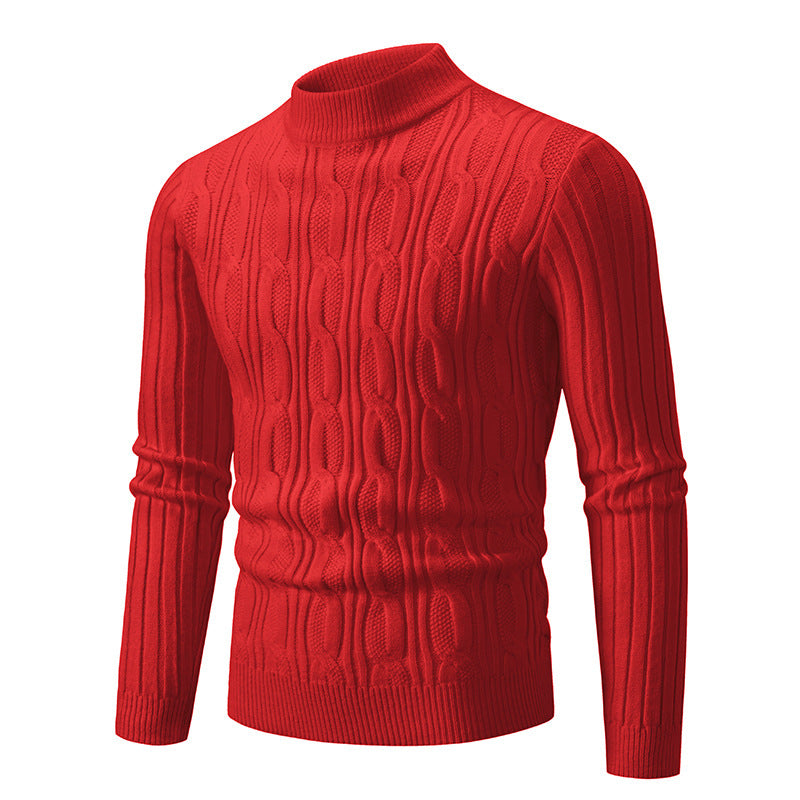 Chandail à col roulé Herren, coupe confortable avec motif torsadé texturé, Berg-Feldt