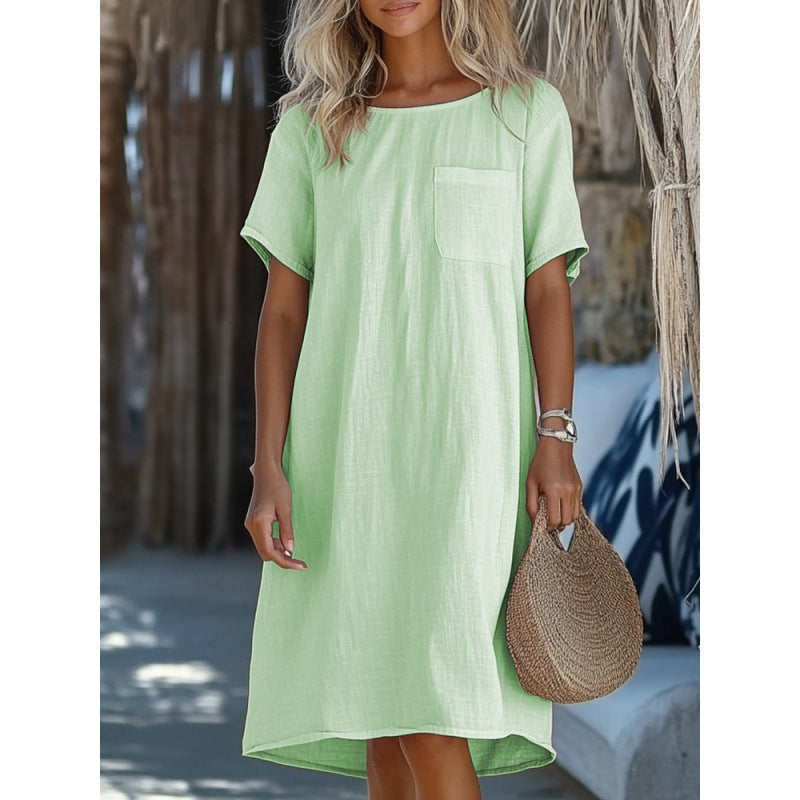 Robe col rond en coton et lin par Fudus