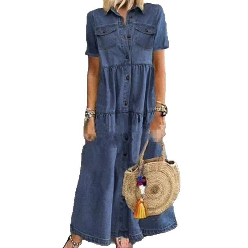 Robe longue en jean à boutons pour femme Berg-feldt