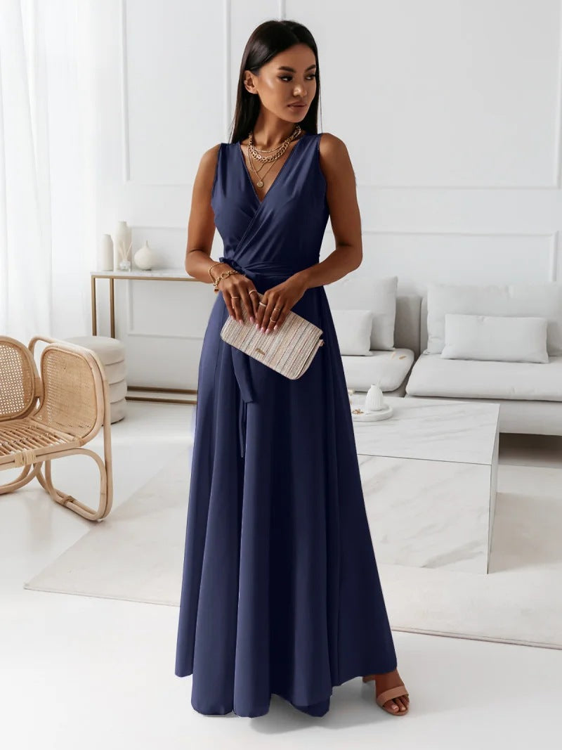 Berg-Feldt | Robe longue unie à col en V pour femme