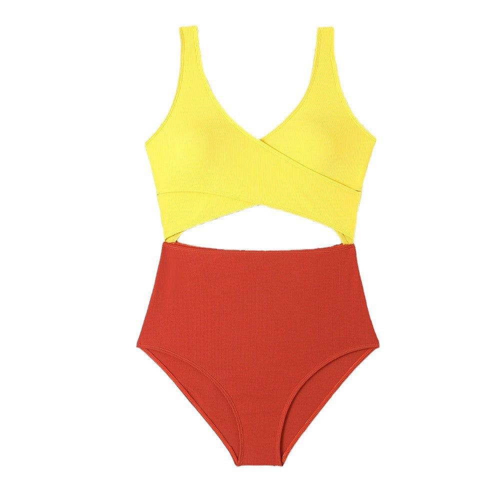 Maillot de bain femme Berg-Feldt, taille haute, design color block