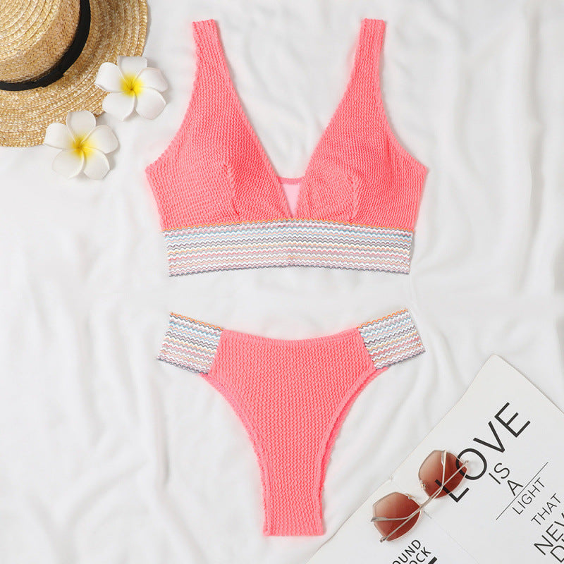 Ensemble bikini femme berg-feldt avec décolleté plongeant et côtes texturées