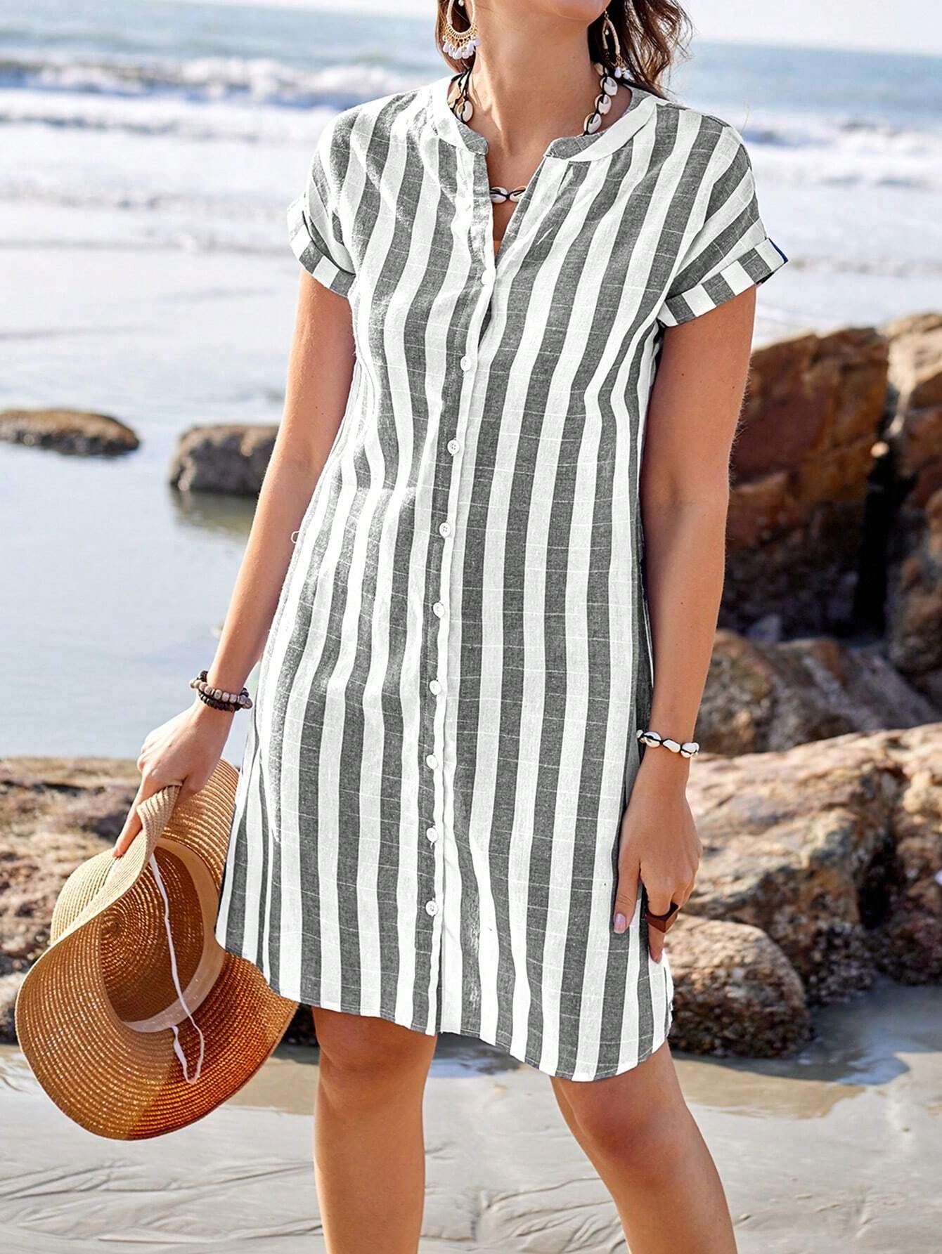 Robe chemise rayée pour femme par berg-feldt