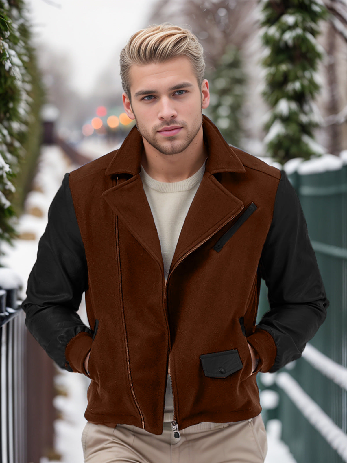 Herren modische Übergangsjacke mit kontrastierenden Ärmeln und praktischen Taschen Berg-Feldt