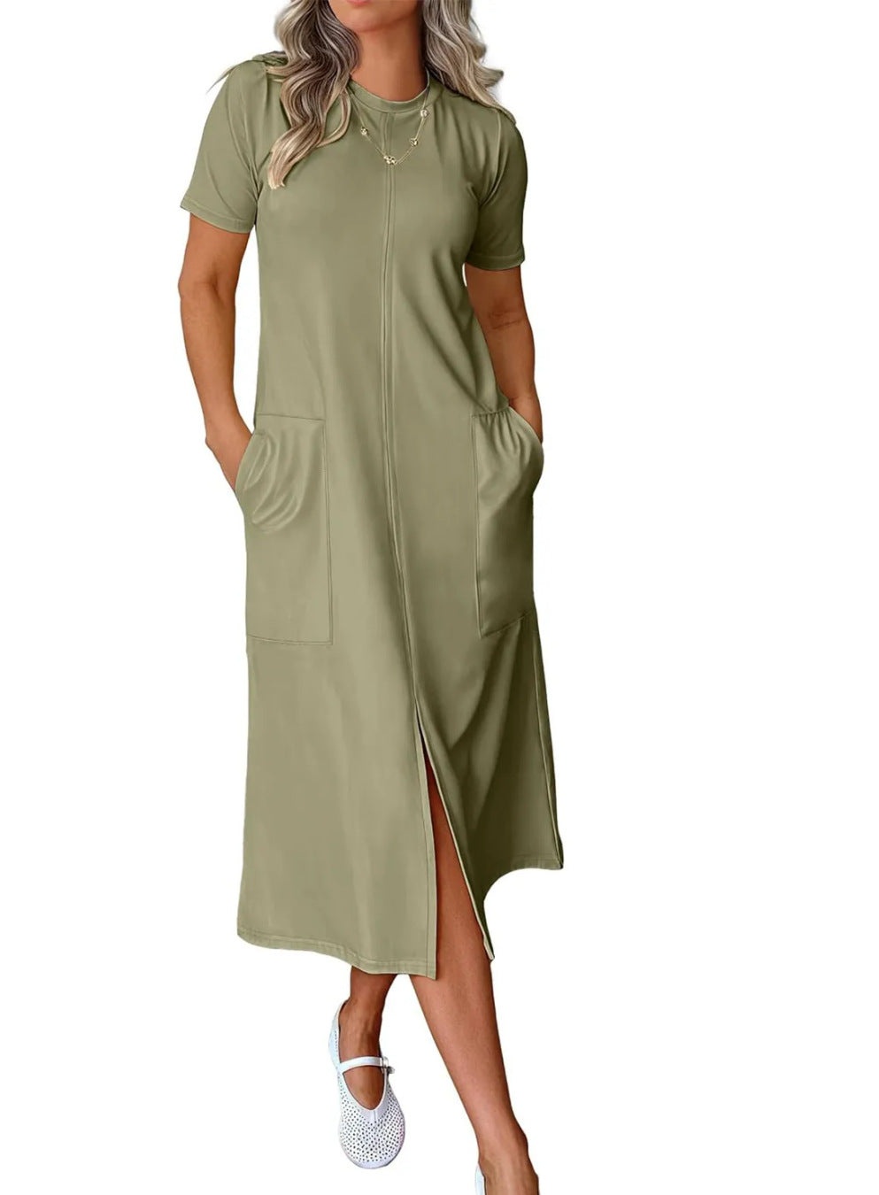 Maxikleid für Damen, lässig geschnitten, mit Taschen und Seitenschlitz von berg-feldt