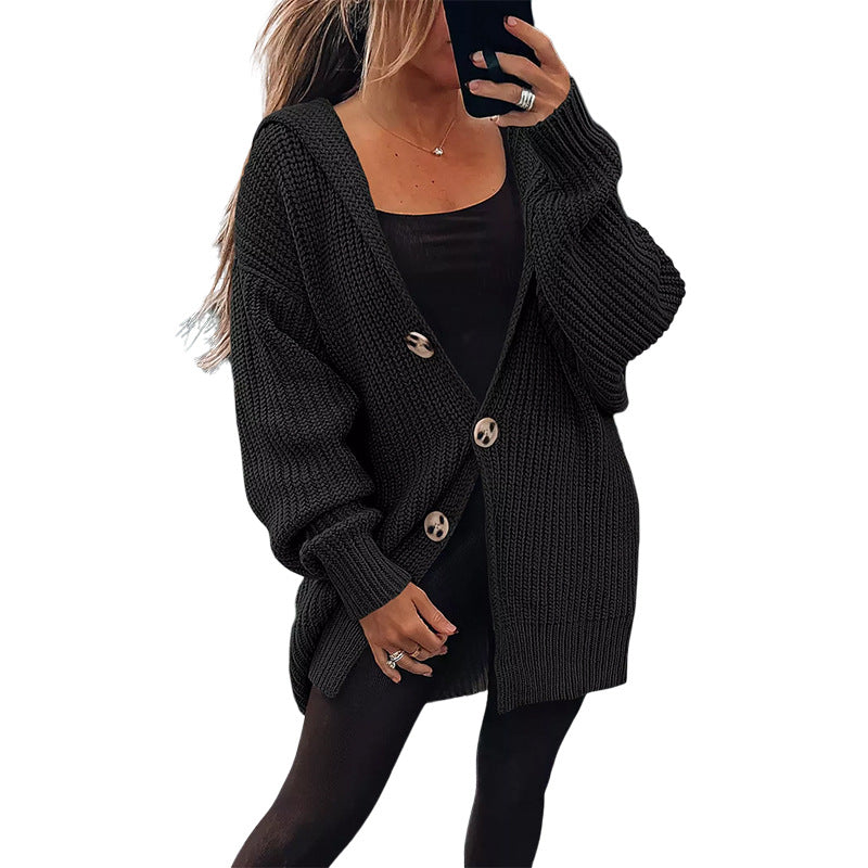 Cardigan oversize en grosse maille pour femme avec élégants boutons en bois Berg-Feldt