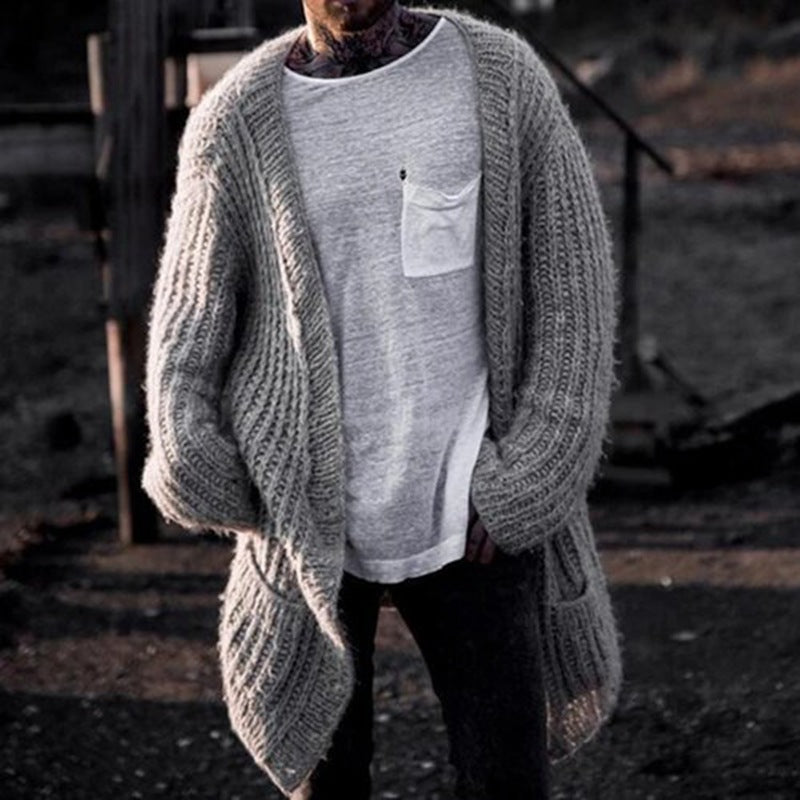 Herren Großer Strickcardigan mit tiefem Schnitt und strukturiertem Design Berg-Feldt
