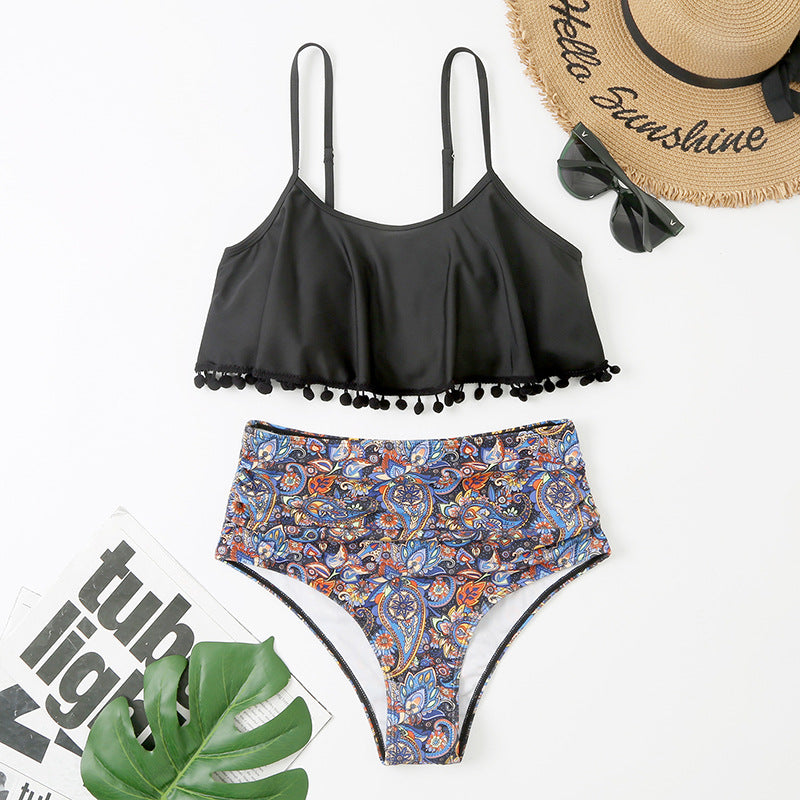 Ensemble de bikini taille haute avec pompons pour femme de berg-feldt