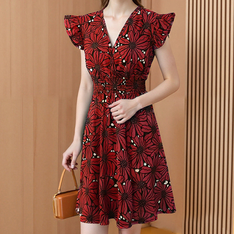 Robe courte fleurie à taille élastiquée pour femme de berg-feldt
