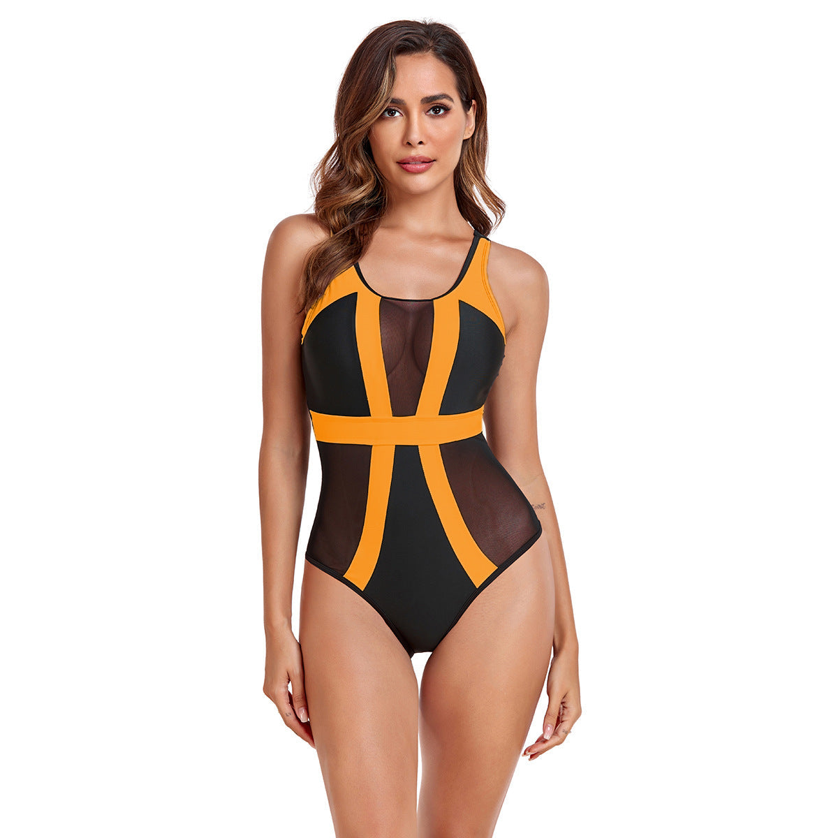 Sportlicher Damen-Einteiler mit Mesh-Einsätzen und Kontrastnähten von berg-feldt