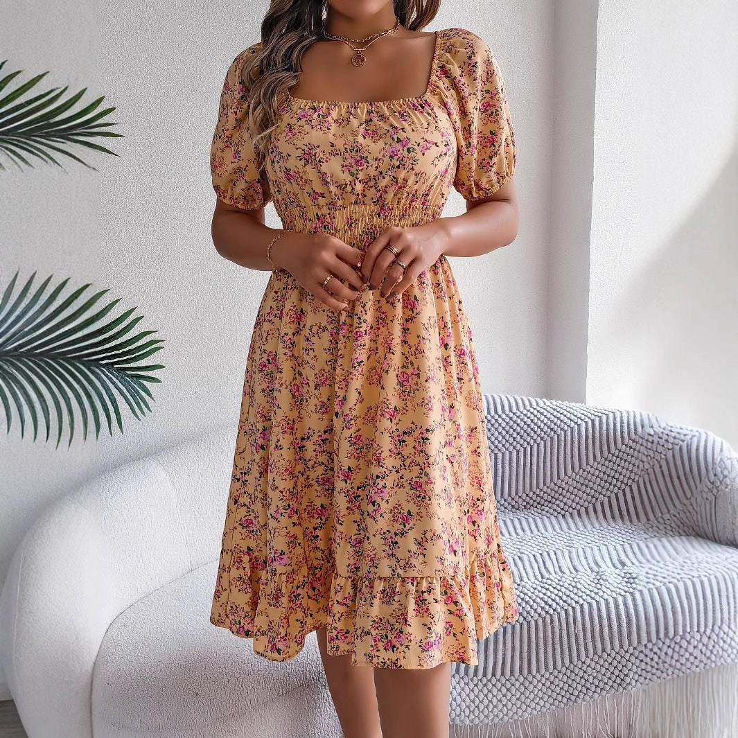 Robe d'été femme froncée à manches volantées de berg-feldt