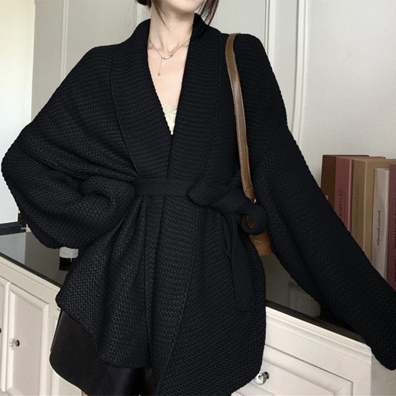 Damen cardigan décontracté tricoté avec ceinture et manches volumineuses Berg-Feldt