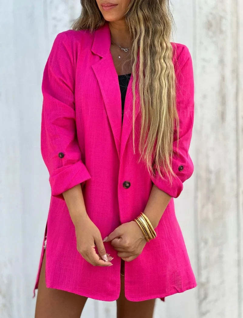 Robe blazer légère pour femme avec bras enveloppants et boutons de berg-feldt