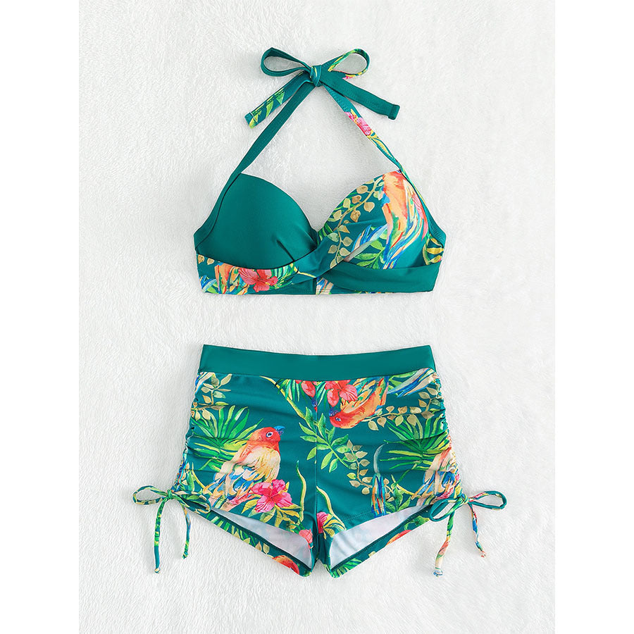 Ensemble de bikini à motif tropical, dos nu, femme, de berg-feldt