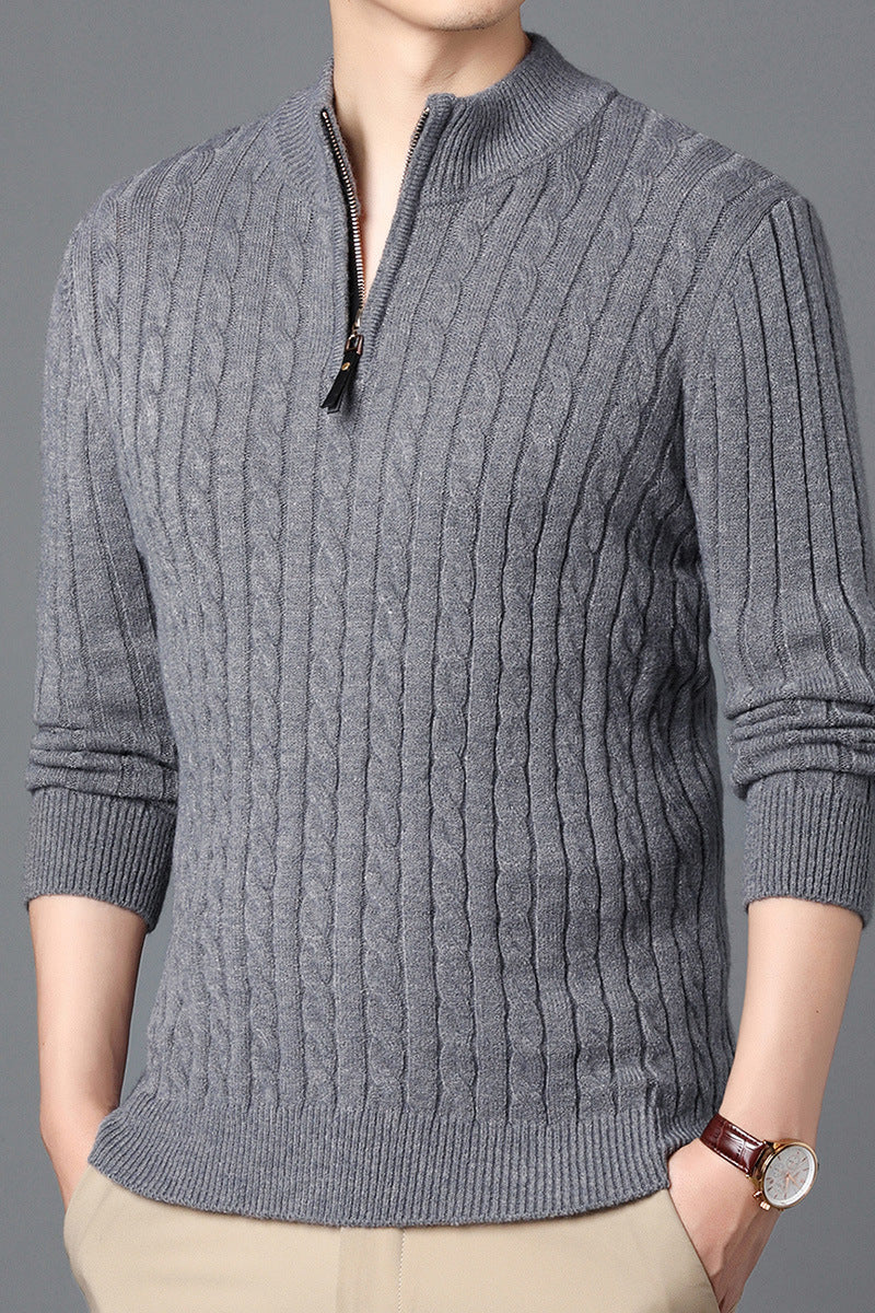 Pull en maille de qualité supérieure pour homme avec fermeture éclair moderne et structure détaillée Berg-Feldt