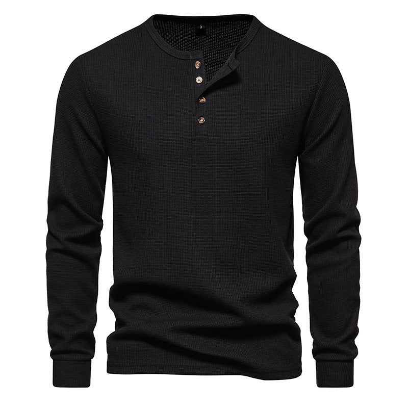 Herren Langarmshirt mit Knopfleiste und strukturiertem Design Berg-Feldt