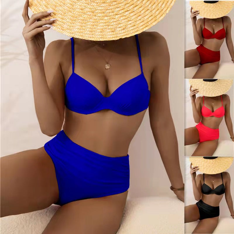 Haut de maillot de bain et bas de bikini taille haute, couleur unie Berg-Feldt