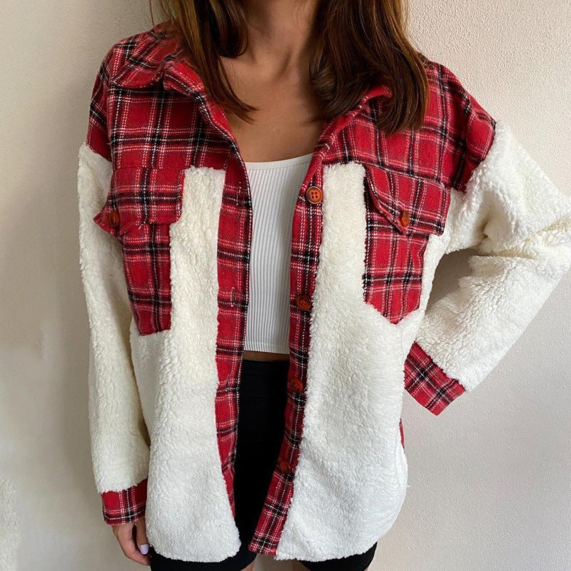 Veste polaire oversize douillette à carreaux pour femme Berg-Feldt