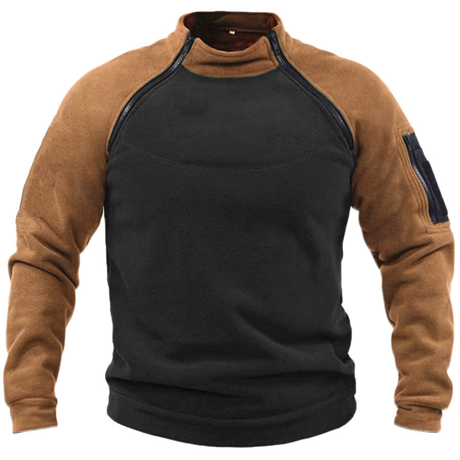Herren Fleece-Pullover mit hohem Kragen und funktionalen Taschen Berg-Feldt
