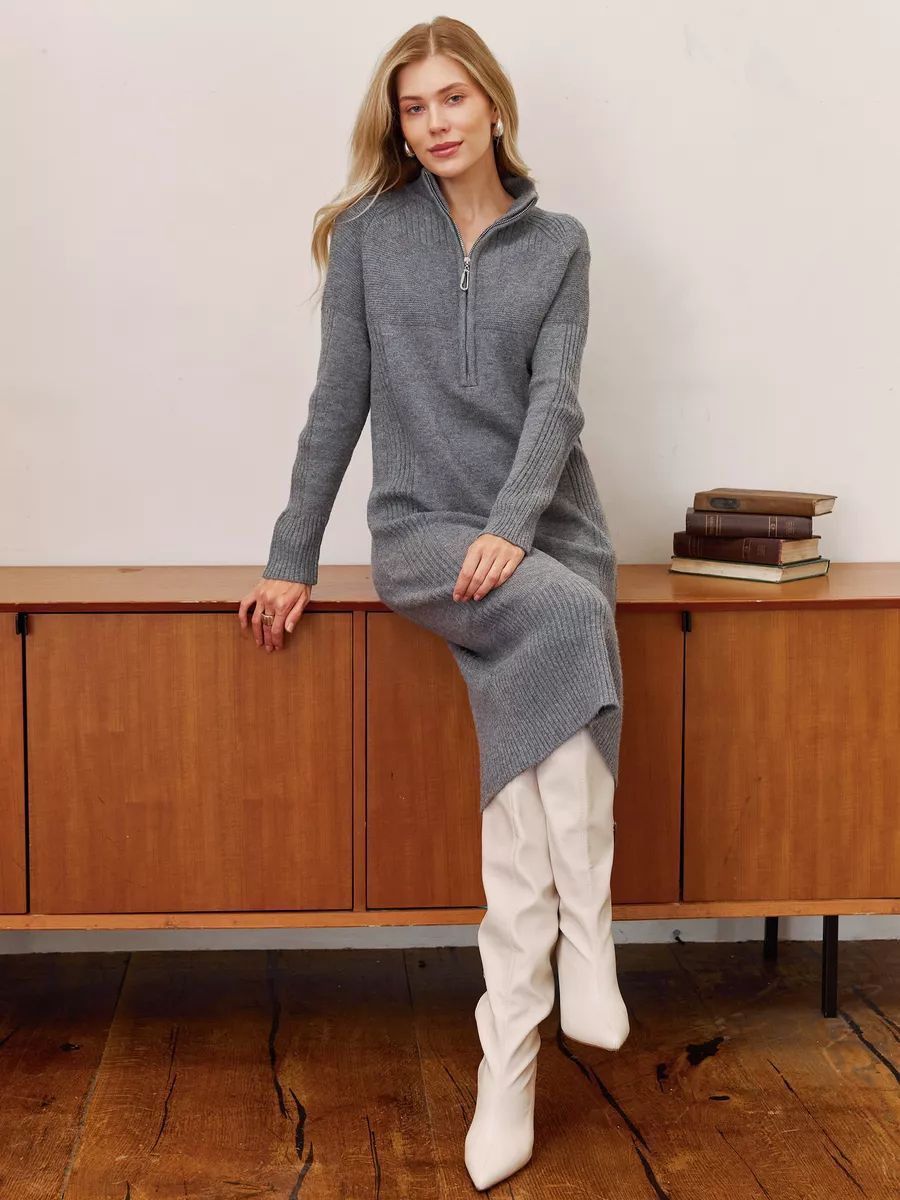 Robe pull femme berg-feldt à col montant et fermeture éclair