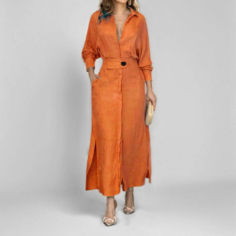 Robe chemise élégante avec ceinture à la taille et fentes latérales de berg-feldt