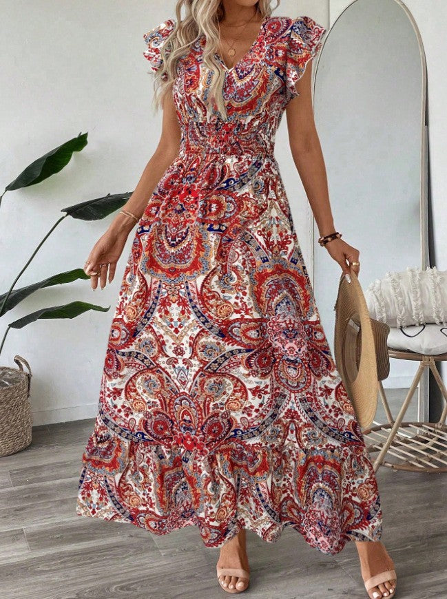 Robe longue étagée à imprimé floral Berg-Feldt pour femme