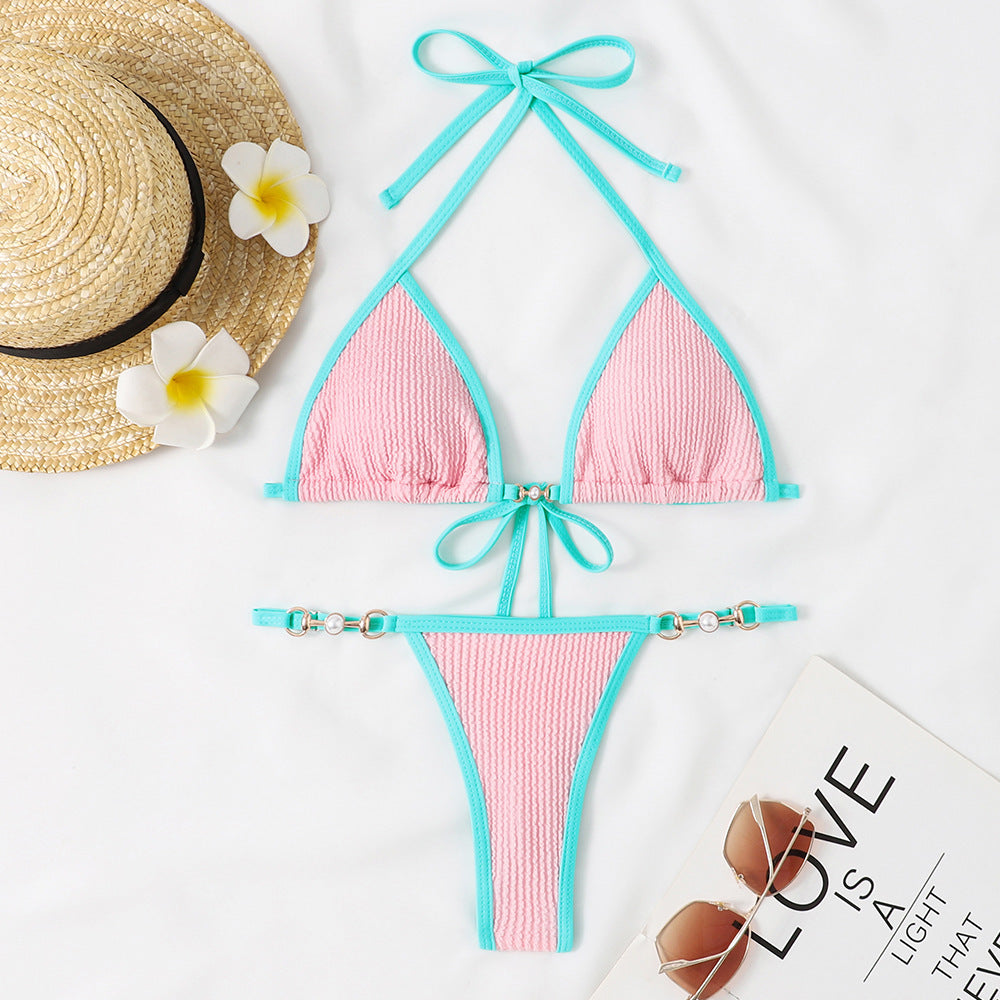 Ensemble de bikini pour femme : Coupe triangle, élément décoratif, échancrure haute (berg-feldt)