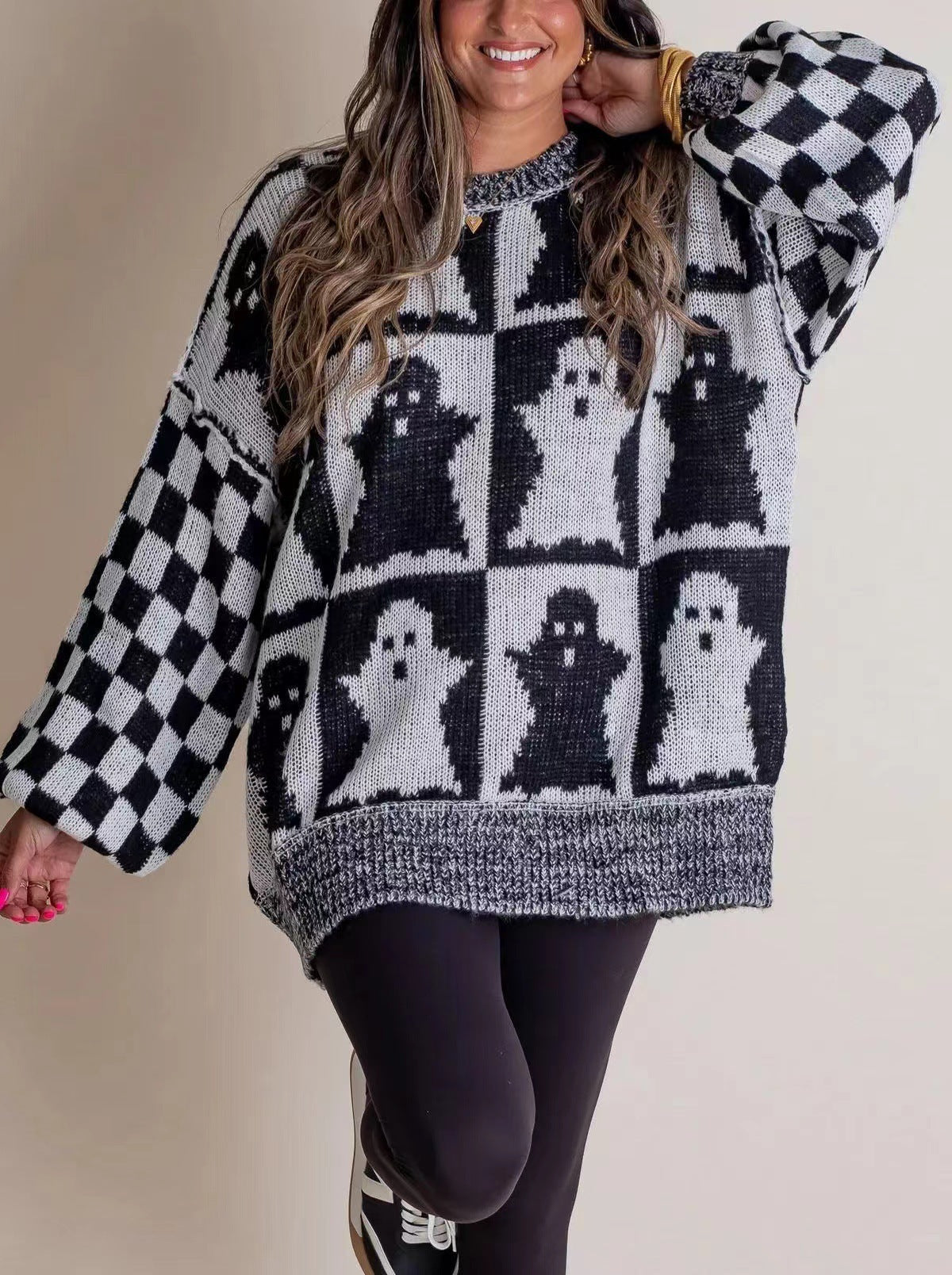 Damen Gros pull douillet en maille avec motif fantôme Berg-Feldt