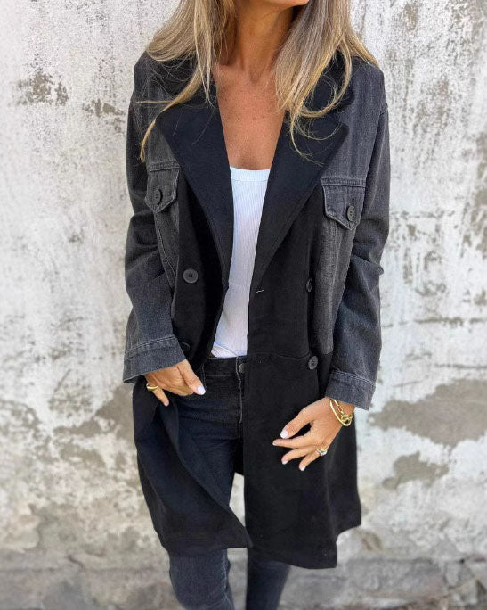 Berg-Feldt | Denim Patchwork mittellanger Mantel