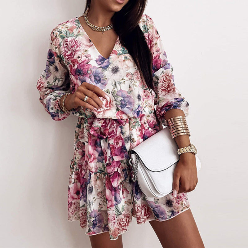 Mini-robe florale à volants pour femme berg-feldt