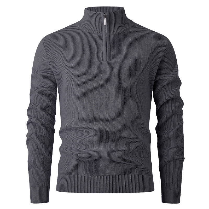 Herren Stehkragenpullover mit modernem Reißverschluss und feinem Rippstrick Berg-Feldt