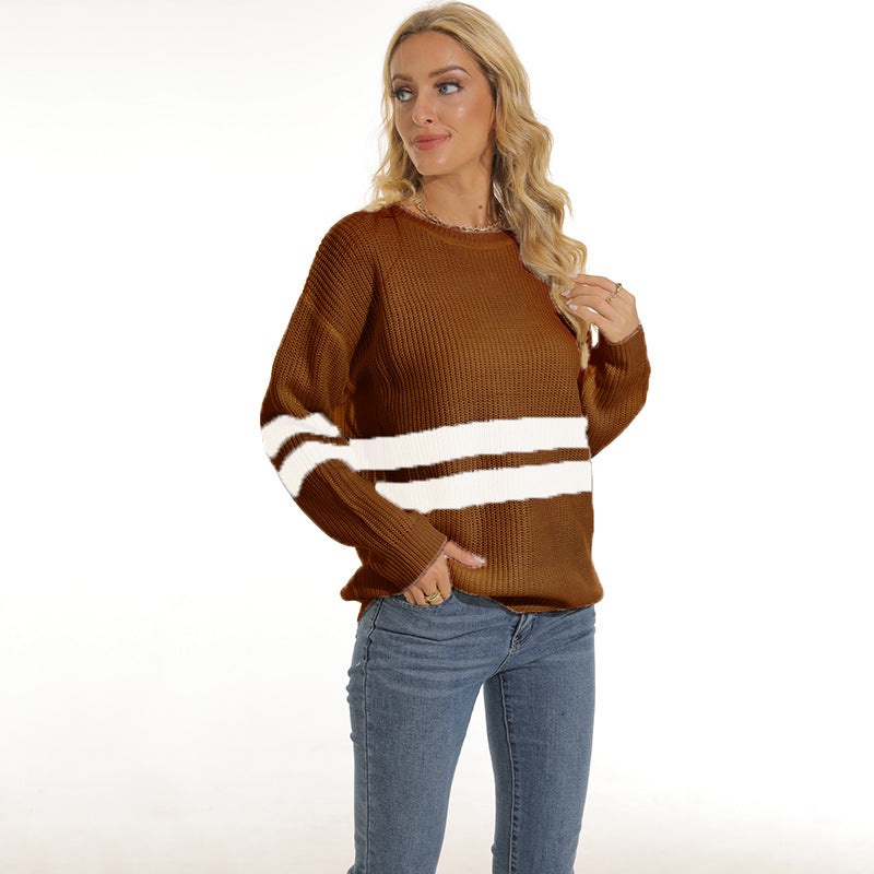 Pull en grosse maille pour femme, à rayures sportives et coupe décontractée Berg-Feldt