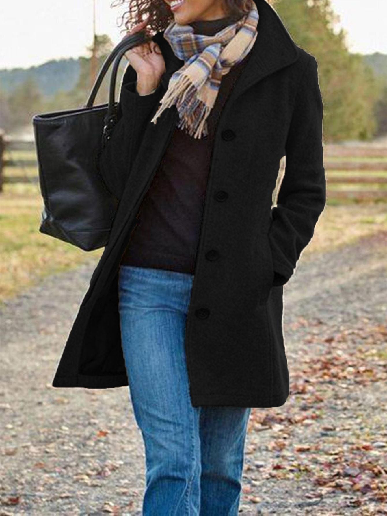 Manteau élégant en laine pour femme avec revers classique Berg-Feldt