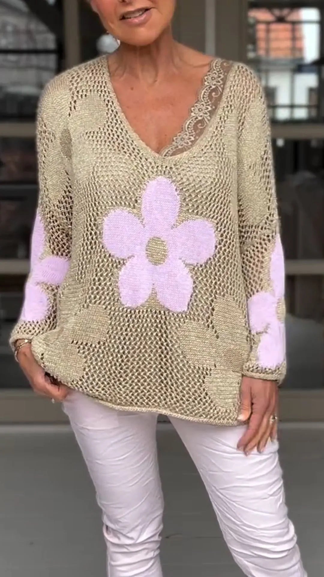Women's Floral Crochet Sweater berg-feldt
