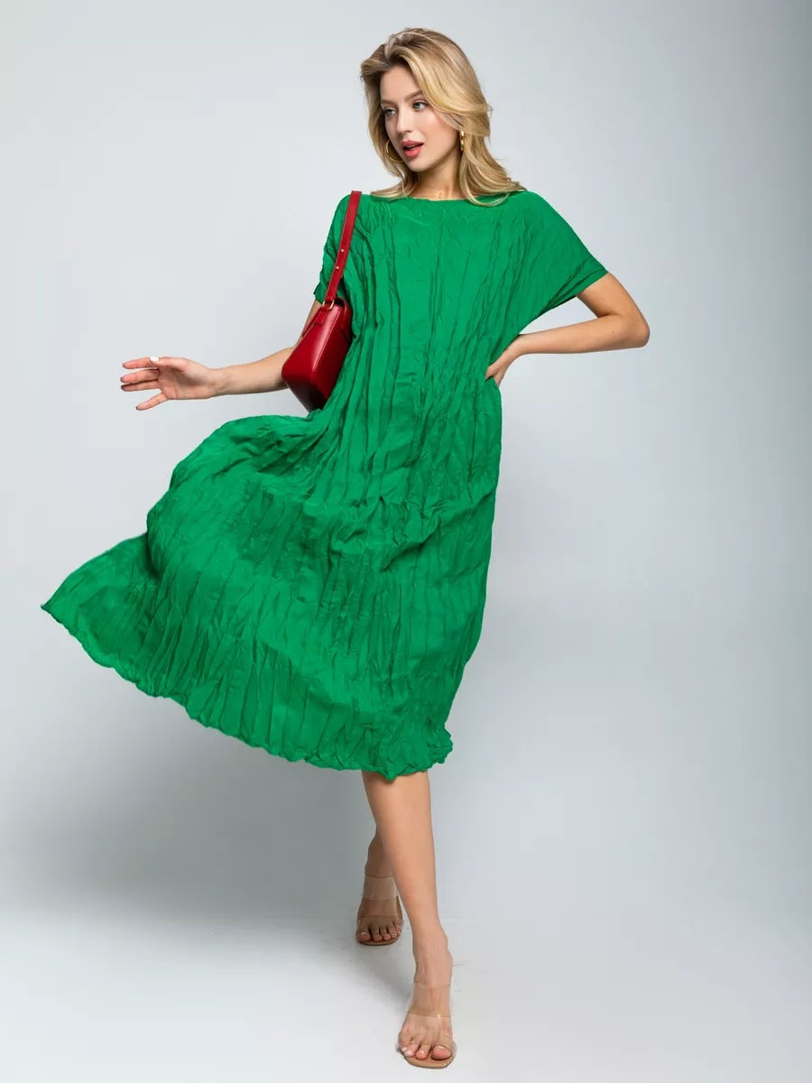 Robe mi-longue plissée décontractée pour femme à manches courtes de berg-feldt