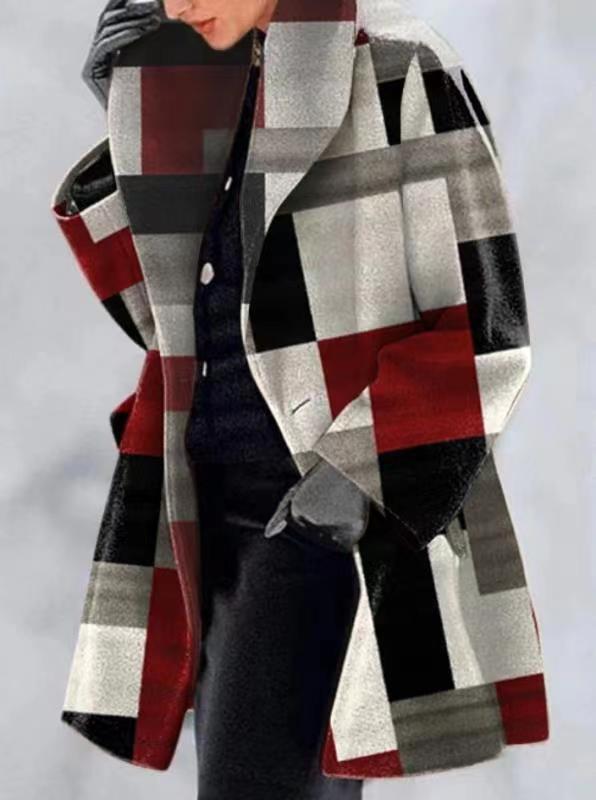 Manteau à carreaux tendance pour femme, coupe oversize et texture luxueuse Berg-Feldt