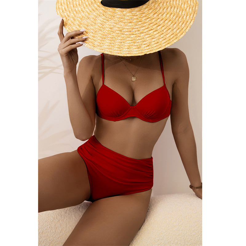 Haut de maillot de bain et bas de bikini taille haute, couleur unie Berg-Feldt